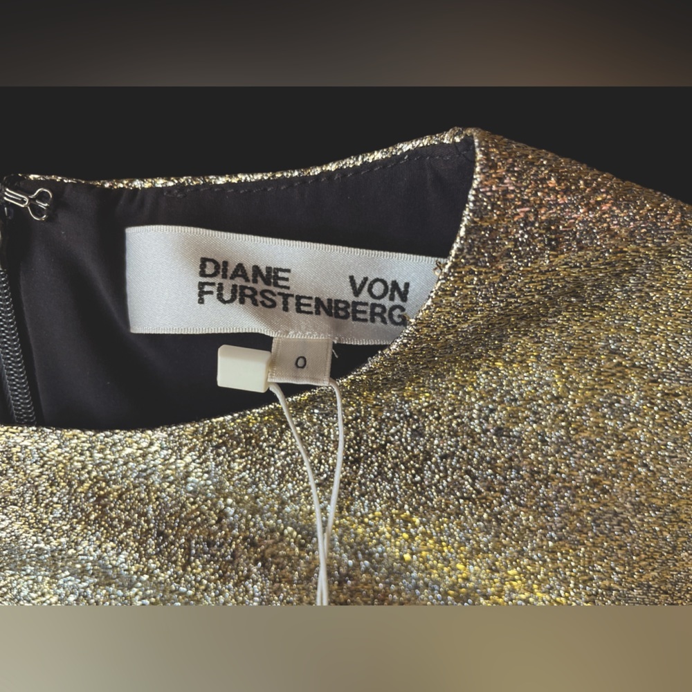 DIANE VON FURSTENBERG Dress size 0 Metallic Gold HADLIE 2  Cap Sleeve RT $248 - Picture 7 of 8